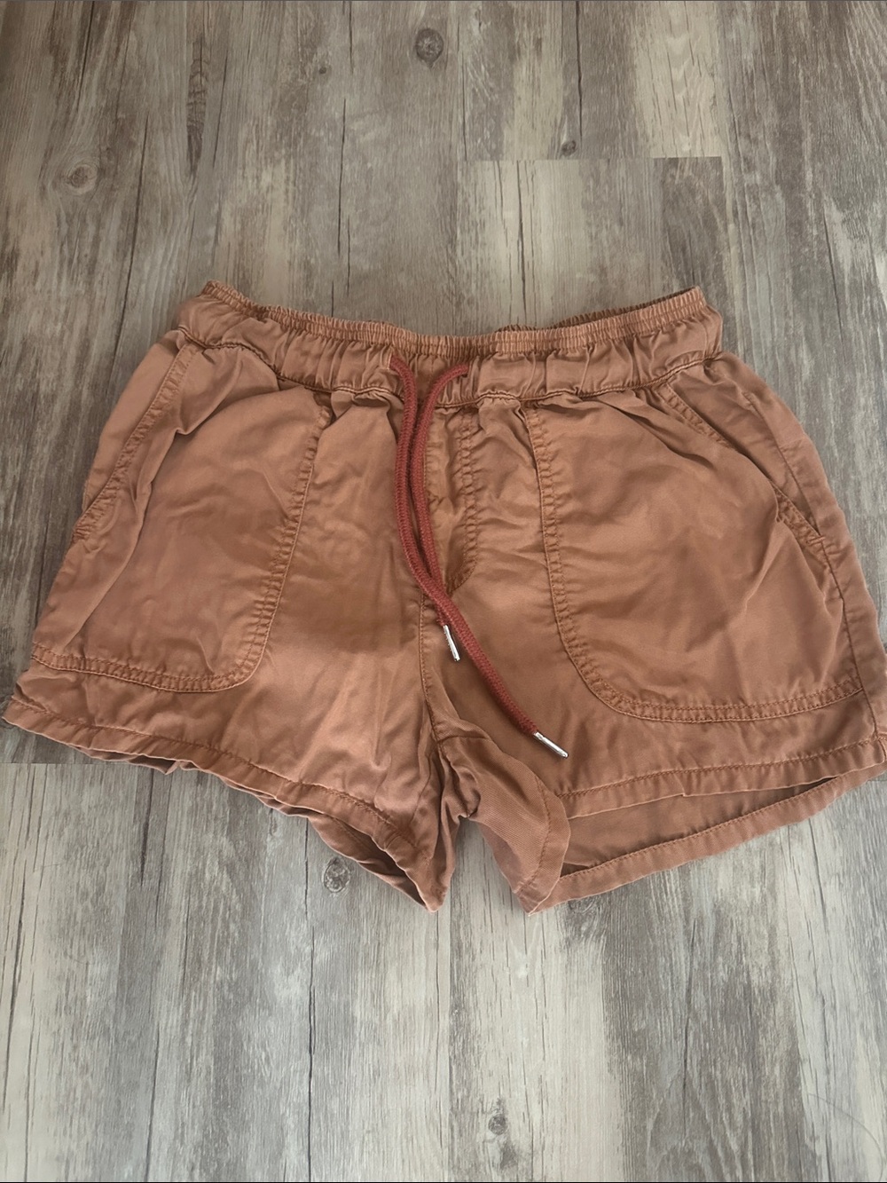 Quince Rust Brown Drawstring Casual Women's Shorts